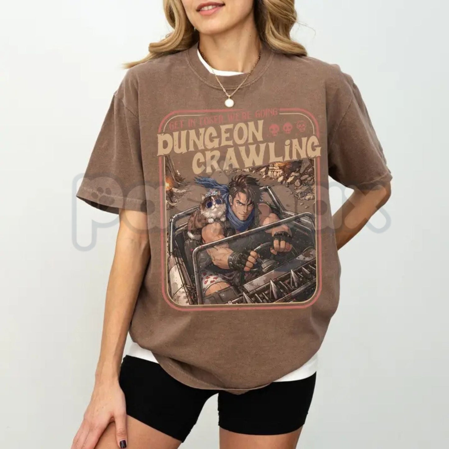 Comfort Colors® Dungeon Crawling "Carl & Princess Donut" T-Shirt – Funny Sci-Fi Meme Tee, Retro LitRPG Graphic Shirt, Dungeon Crawler Fan Gift