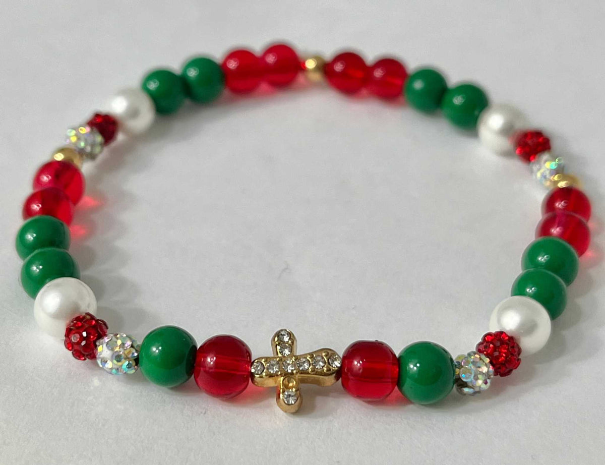 Christmas Cross Bead Bracelet Collection